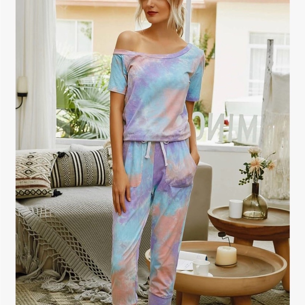 Off-Shoulder Tie-Dye Lounge Romper